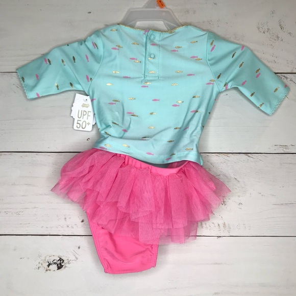 Mud Pie Mermaid Collectio 2 Pc Rash Guard Swimsuit - Picture 6 of 8